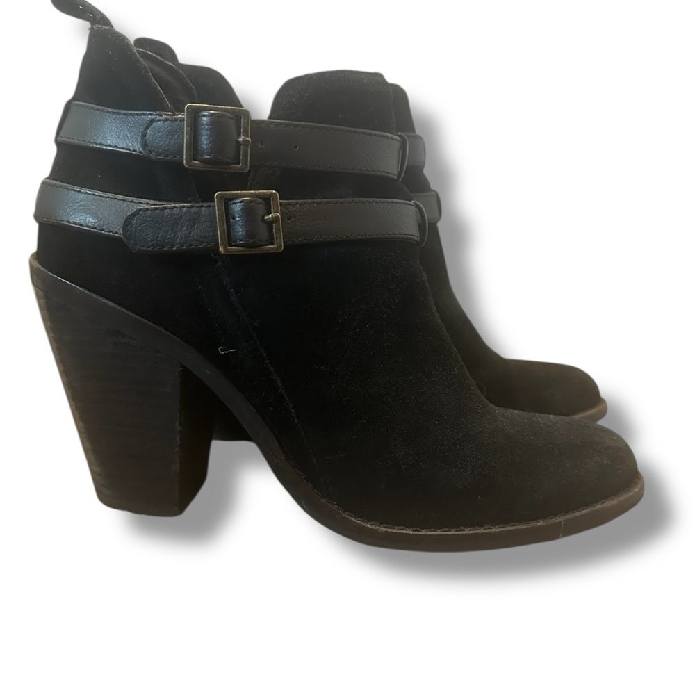 Steve Madden Black Suede Ankle Booties with Buckle Straps